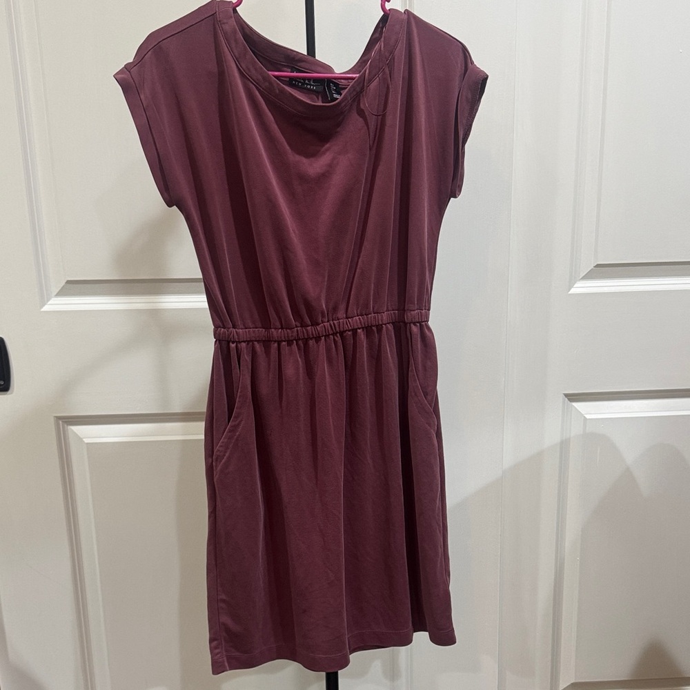 Nicole Miller Short Sleeve Mini Dress in Burgundy